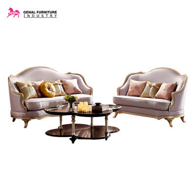 Carelli Brand Furniture Luxury 2-piece Sofa And Love Seat With Pink Jacquard Fabric/Gold Wood Frame