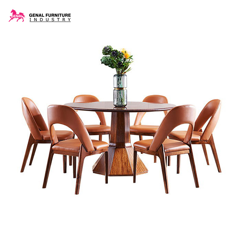 Kitchen Dining Table Set Solid Wood Table And Chair Set for 6 Person