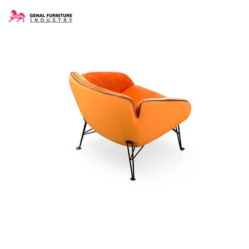 Quality Carelli Ball Shape Orange Fabric Armchair Single Seat Sofa