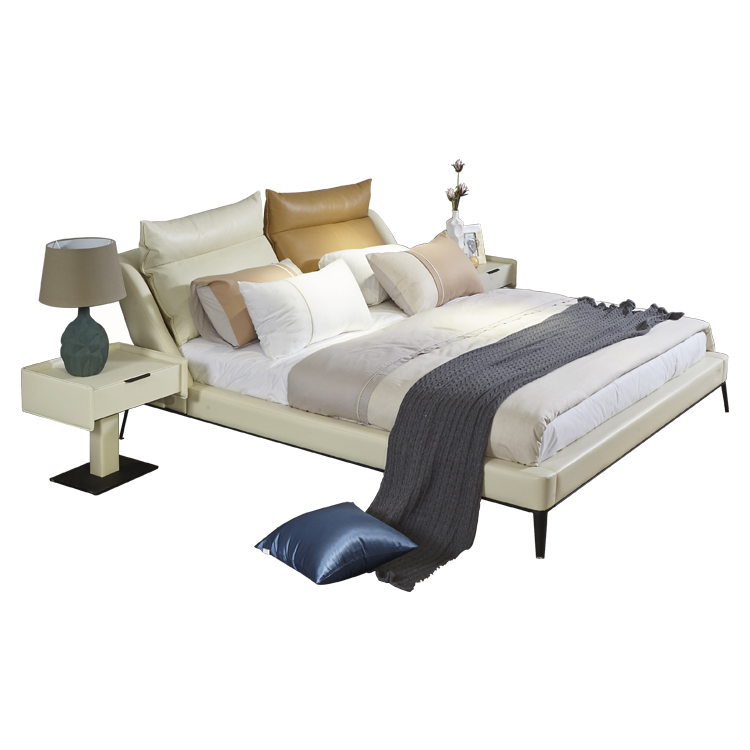 Restlay Comfortable Modern Faux Leather King Size Upholstered Platform Bed